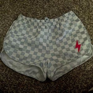 Cute and comfy lightning bolt checkered shorts! Size Medium!